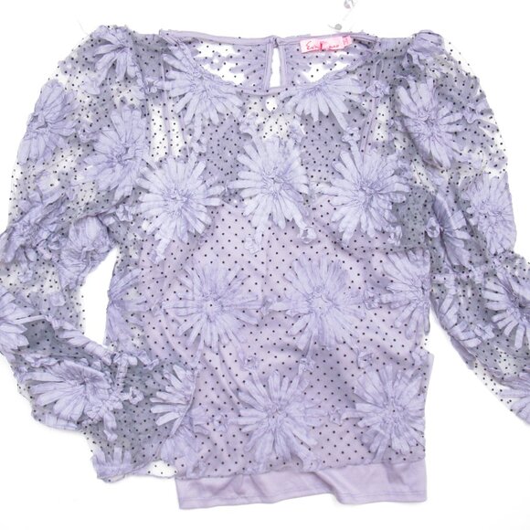 Anthropologie Eva Franco Lace Floral Blouse Purple XL - Picture 4 of 10